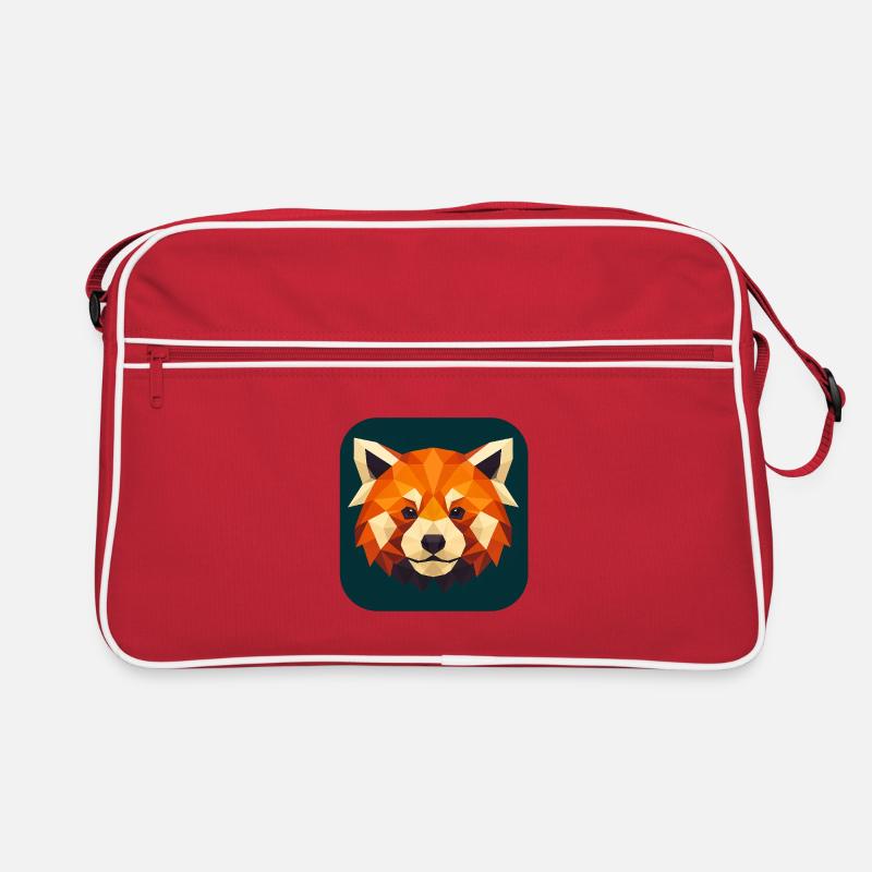 Tête de Panda Rouge Low Poly Sac Retro