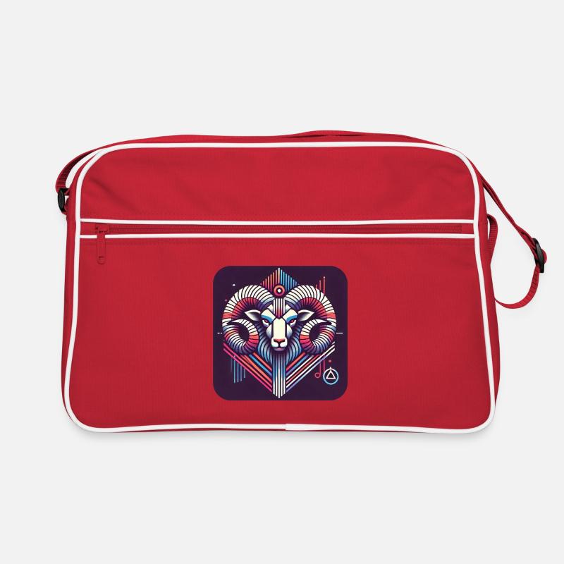 Neon Ram Ram Geometric Line Art Retro Bag