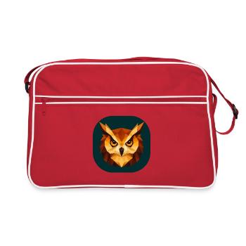 Geometrische Eulenkopf Polygonkunst - Retro Tasche - Rot/Weiß - Vorne