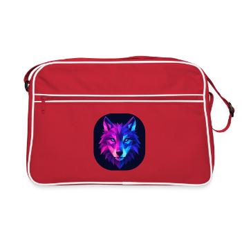 Lupus Wolf Neon Geopattern - Retro Bag - red/white - Front