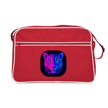 Neon Geometric Leopard - Retro Bag - red/white - Front