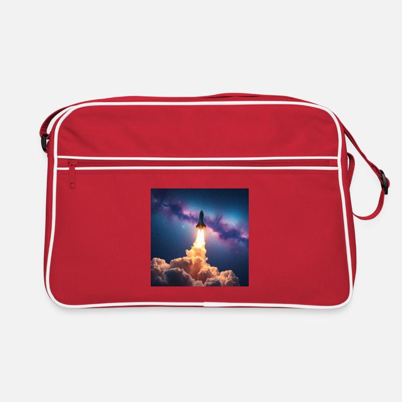 Saut de fusée à travers la galaxie nébuleuse Sac Retro
