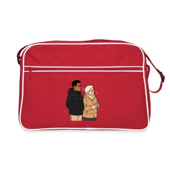 Oma Karin mit dem Enkel - Retro Tasche - Rot/Weiß - Vorne