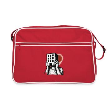Baumaske - Künstlerische Illustration - Retro Tasche - Rot/Weiß - Vorne