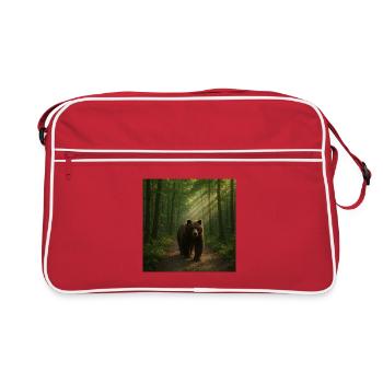 Sunbeams Bear in Forest - Retro Bag - red/white - Front