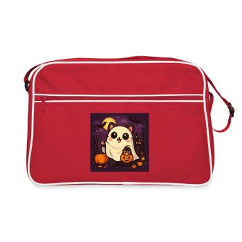 Cuddly Halloween Ghost Cat - Retro Bag - red/white - Front