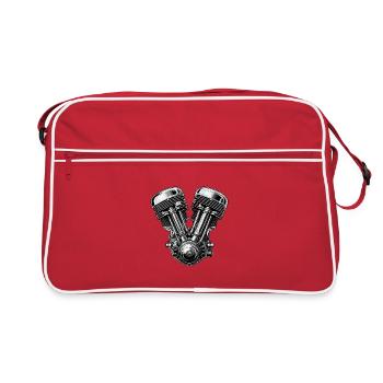 Chrome V-Twin Engine Graphic - Retro Bag - red/white - Front
