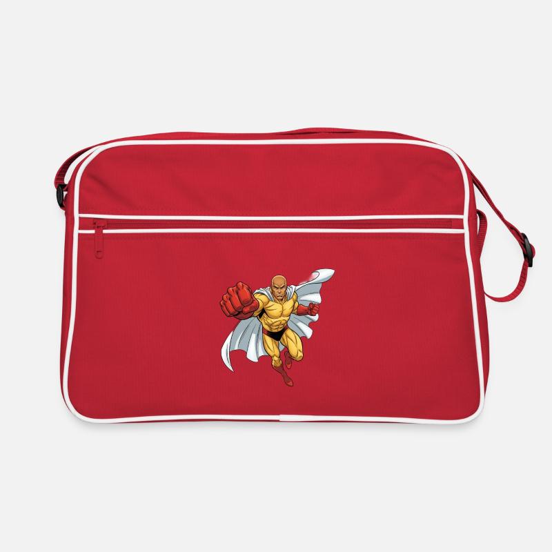 Supperheld Held Kraftsprung ohne Haare mit Glatze Retro Tasche