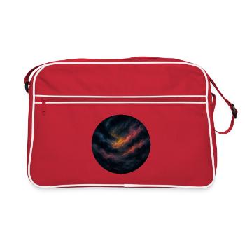 Orangefarbener Nachthimmel - Retro Tasche - Rot/Weiß - Vorne