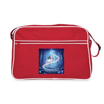 Panneau indicateur de lumière dans la forêt de licornes - Sac Retro - rouge/blanc - Devant