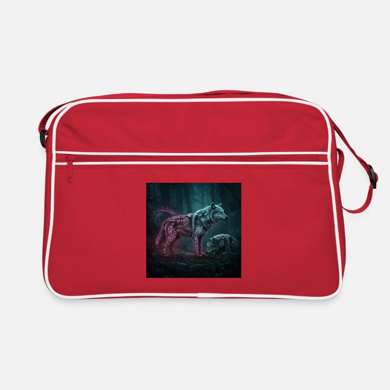 Neon runes Wolfwald in the moonlight Retro Bag