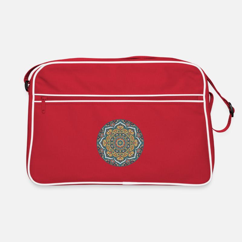 Mandala Circle Pattern in Blue Gold Retro Bag