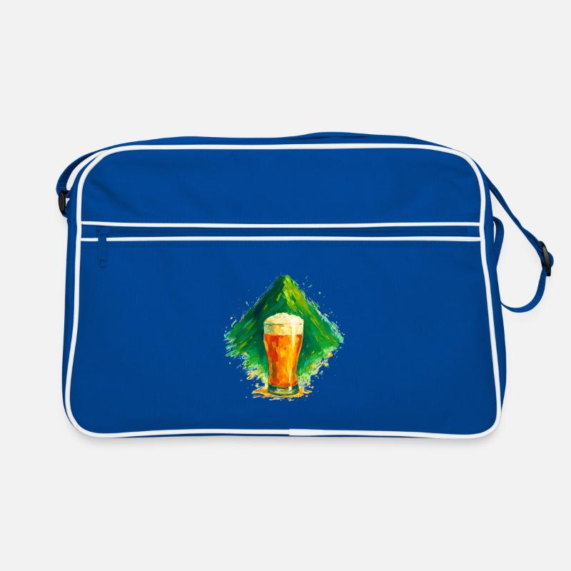 Bier im Bergpanorama Retro Tasche