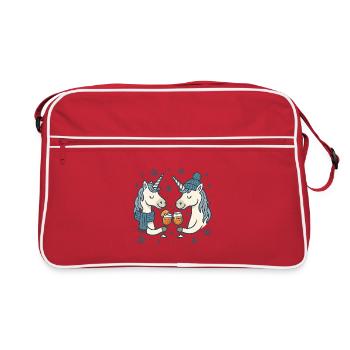 Winterzauber Einhorn-Toast - Retro Tasche - Rot/Weiß - Vorne