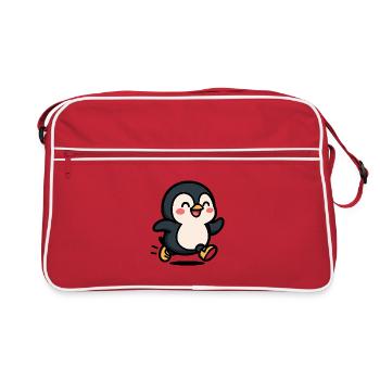 Pingouin en mouvement : saut joyeux - Sac Retro - rouge/blanc - Devant