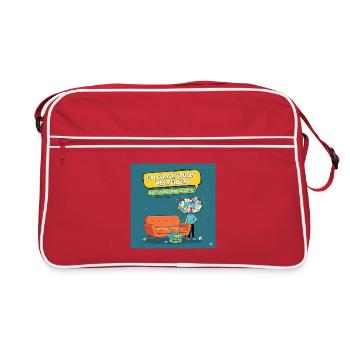 Gedankenkiste: humorvolle Prokrastination - Retro Tasche - Rot/Weiß - Vorne