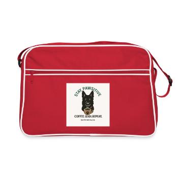 Stay Pawsitive Dog Coffee Motif - Retro Bag - red/white - Front