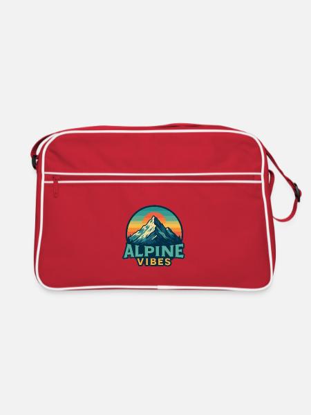 Alpine Vibes Motif Montagne Rétro Coucher de soleil - Sac Retro - rouge/blanc - Devant