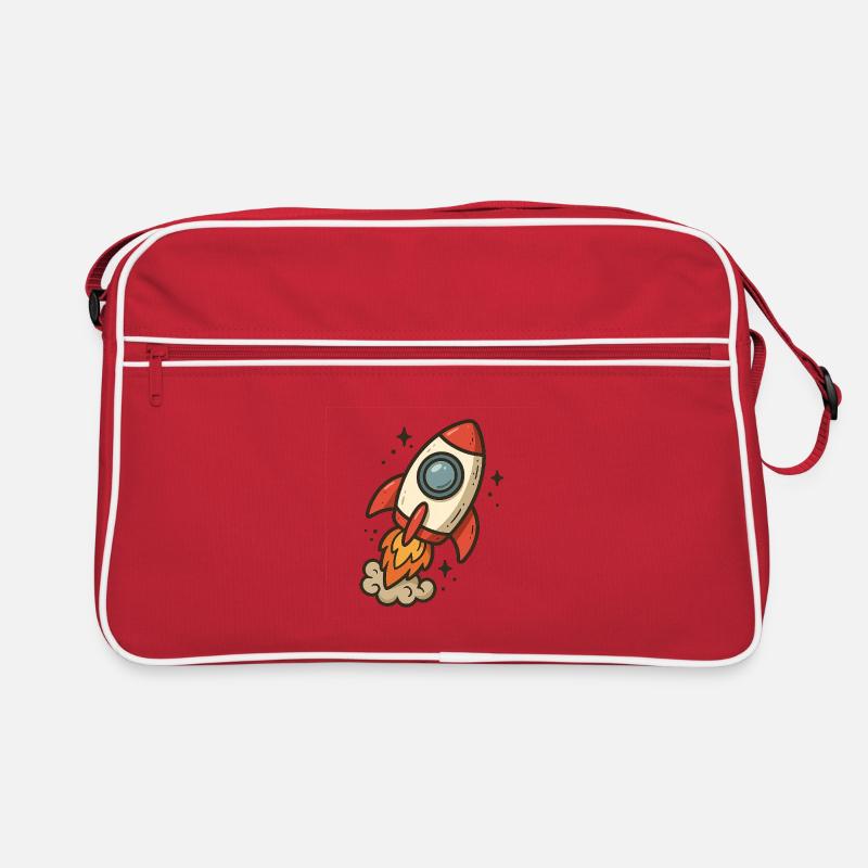 Space cartoon rocket Retro Bag