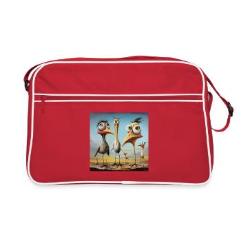 Lively flock of birds on the beach - Retro Bag - red/white - Front