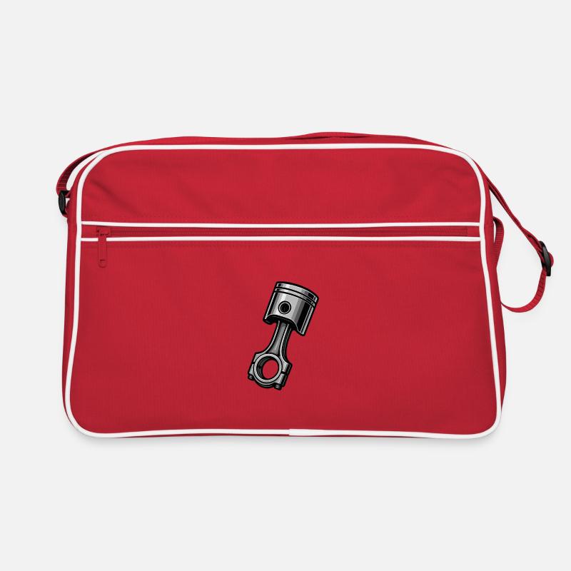 Monochromer Industriekolben - Retro Tasche - Rot/Weiß