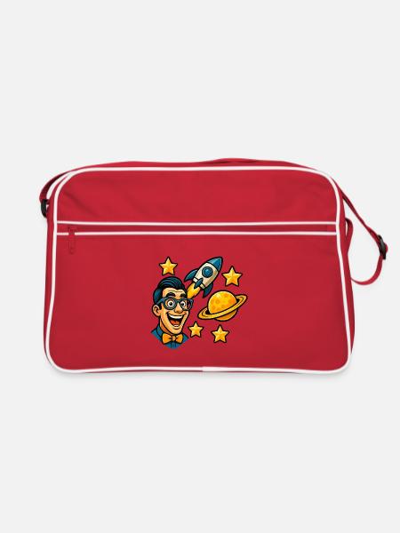 Space enthusiast with glasses - Retro Bag - red/white
