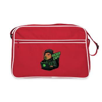 Hacker Capy – Cyber Capybara Tech - Retro Bag - red/white - Front