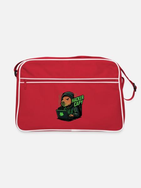 Hacker Capy – Cyber Capybara Tech - Sac Retro - rouge/blanc - Devant
