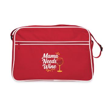 Mama Needs Wine – Hand Lettering with Wine Glass - Retro Bag - red/white - Front