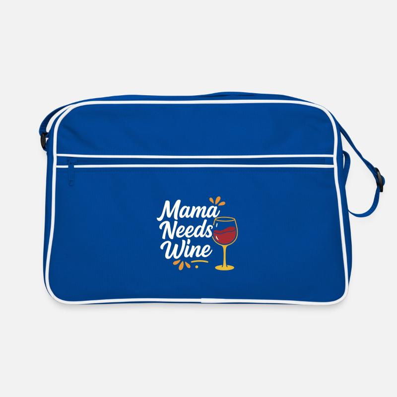 Mama Needs Wine – Handlettering mit Weinglas Retro Tasche