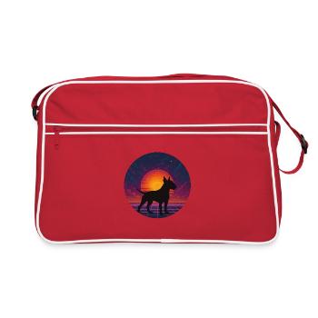 Neon Sunset Dog Silhouette - Retro Bag - red/white - Front