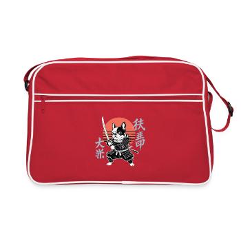 Bouledogue samouraï au soleil d’automne - Sac Retro - rouge/blanc - Devant