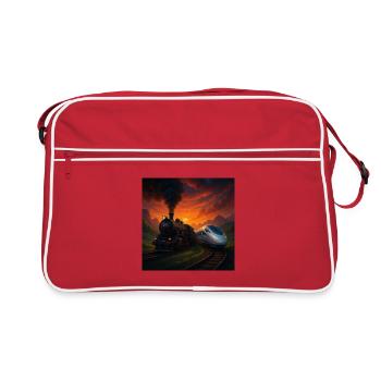 Steam Train vs Future Train - Retro Bag - red/white - Front