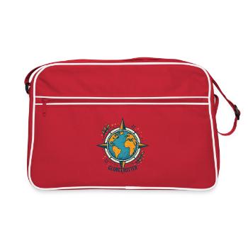 Voyageur globe-trotter boussole vintage - Sac Retro - rouge/blanc - Devant