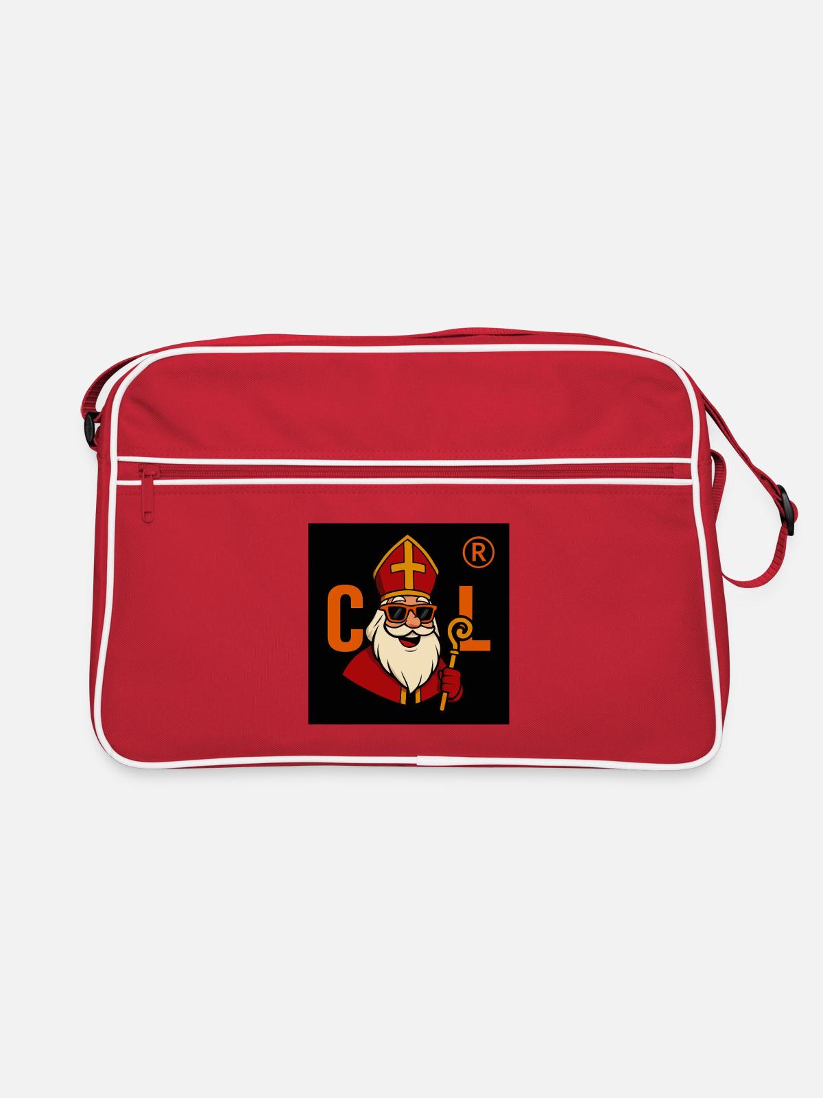 Sinterklaas with sunglasses - Retro Bag - red/white - Front