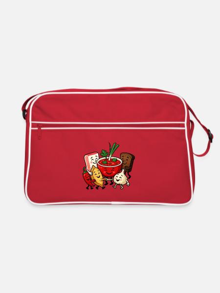 Bunter Borsch Freundschaft - Retro Tasche - Rot/Weiß - Vorne