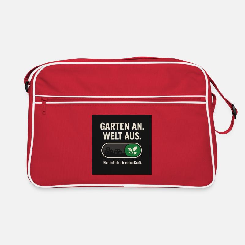 Garten an. Welt aus. Kraft der Natur - Retro Tasche - Rot/Weiß