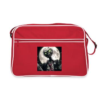 Moonlit Undead – Zombie in the Full Moon - Retro Bag - red/white - Front