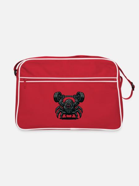 Beast Tarantula Gym – Mighty Spider with Dumbbells - Retro Bag - red/white - Front