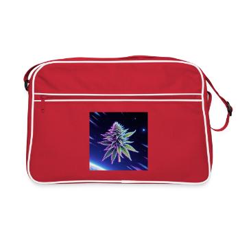 Neon Space Cannabis Leaf - Retro Bag - red/white - Front