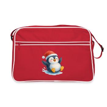 Le Pingouin de Noël dans le style aquarelle - Sac Retro - rouge/blanc - Devant