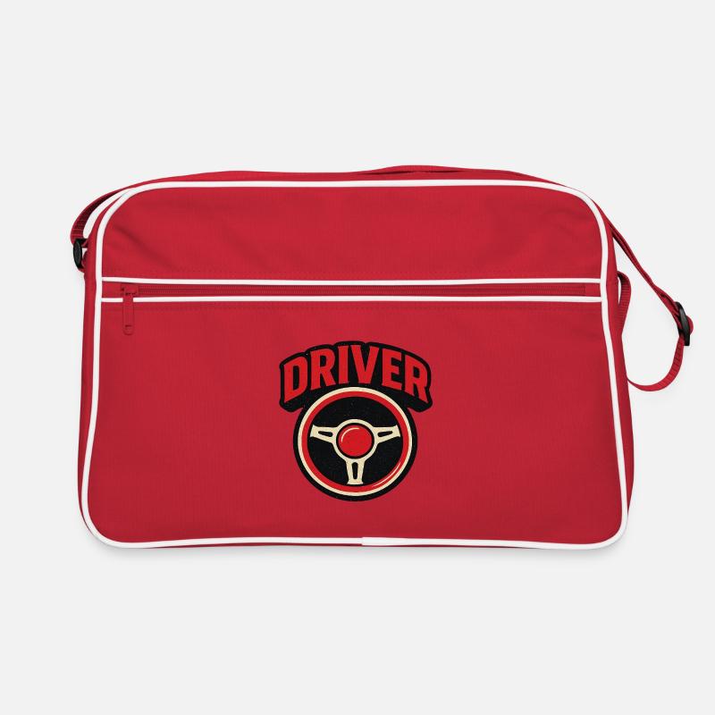 Lenkrad Emblem Retro Fahrersport - Retro Tasche - Rot/Weiß