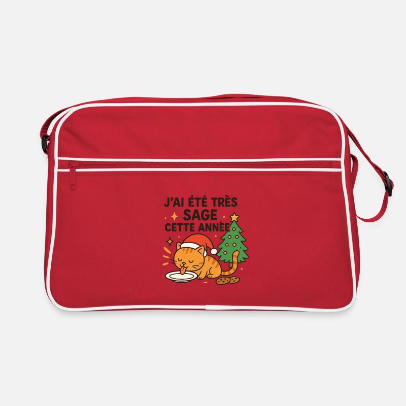 Chat Noël Sage et Gourmand Sac Retro