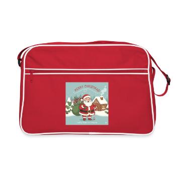 Christmas Santa with sack and candy cane - Retro Bag - red/white - Front