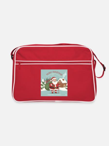 Christmas Santa with sack and candy cane - Retro Bag - red/white - Front