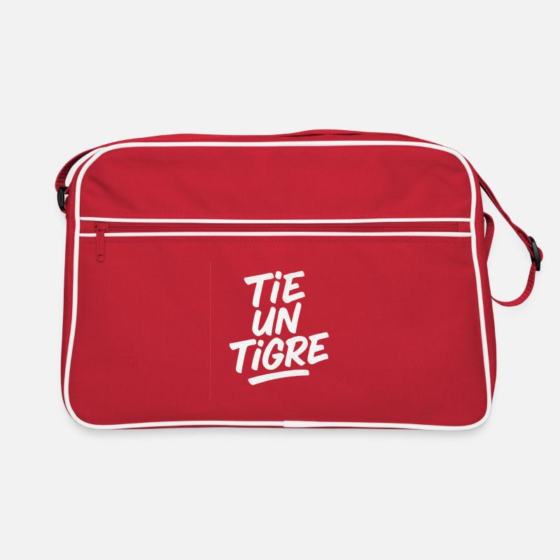 TIE A TIGER — Textured white typo Retro Bag