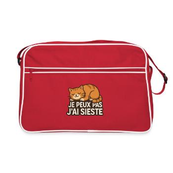 Ich kann nicht, ich mache ein Nickerchen. - Retro Tasche - Rot/Weiß - Vorne