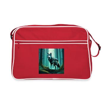 Loup des bois dans la forêt de nuages - Sac Retro - rouge/blanc - Devant