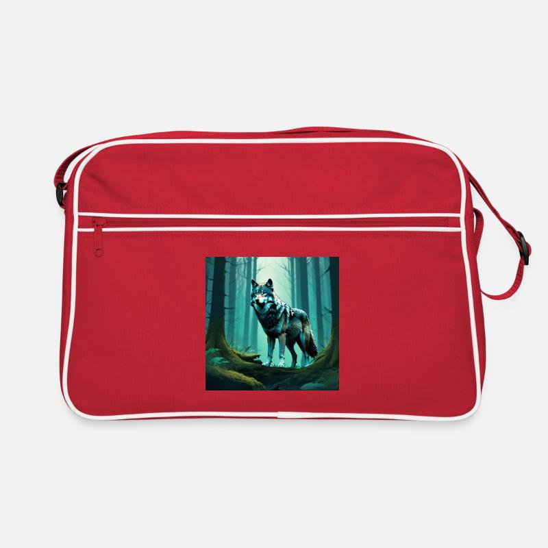 Waldwolf im Nebelwald Retro Tasche