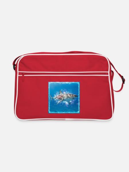 Trance Shark - Retro Tasche - Rot/Weiß - Vorne